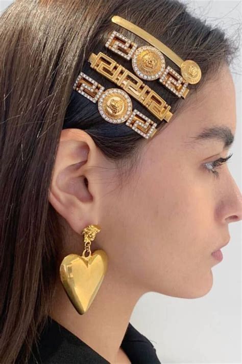 mens versace headbands|Versace hair pin.